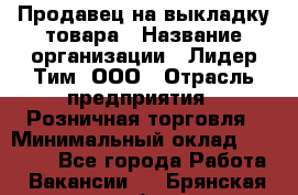 Продавец на выкладку товара › Название организации ­ Лидер Тим, ООО › Отрасль предприятия ­ Розничная торговля › Минимальный оклад ­ 17 600 - Все города Работа » Вакансии   . Брянская обл.